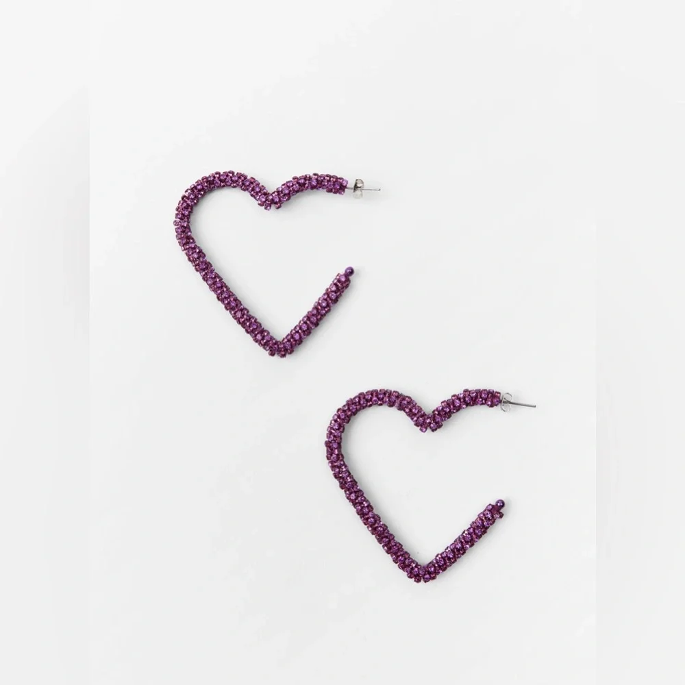 Zara 🩷🩷🩷Pink Sparkly Heart Earrings - NWT